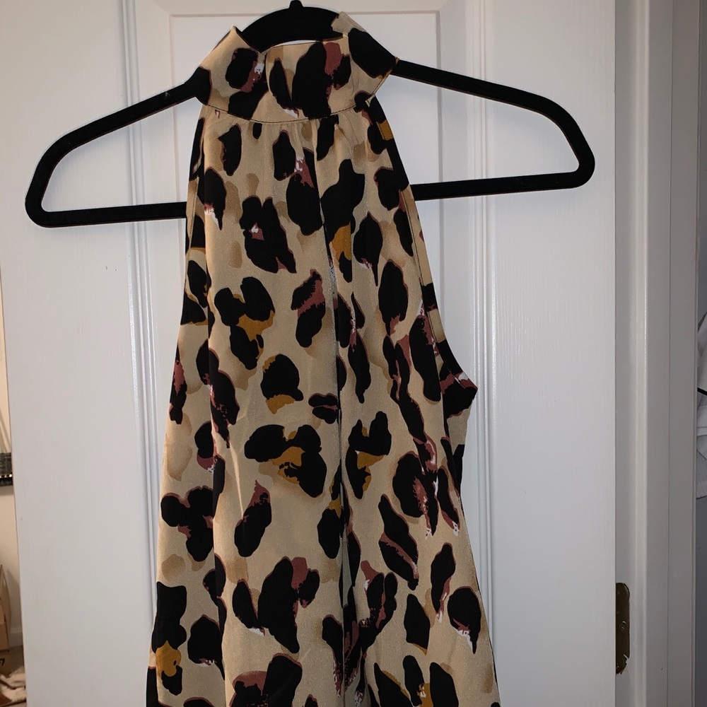 Cheetah turtle neck chiffon top